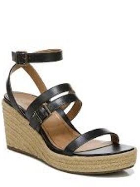 Vionic Sabina Black Espadrille Wedge Sandals Strappy Style Sz 10M